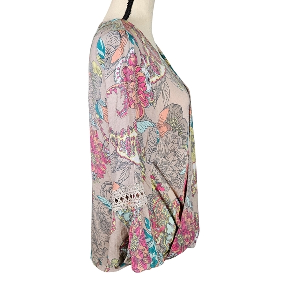 Spense Wrap Front Flutter Sleeve Paisley Blouse,Multi Floral/Paisley, Medium - Picture 4 of 11